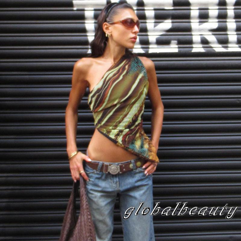 Áo Không Tay Lệch Vai In Họa Tiết Thời Trang Mùa Hè Cho Nữ