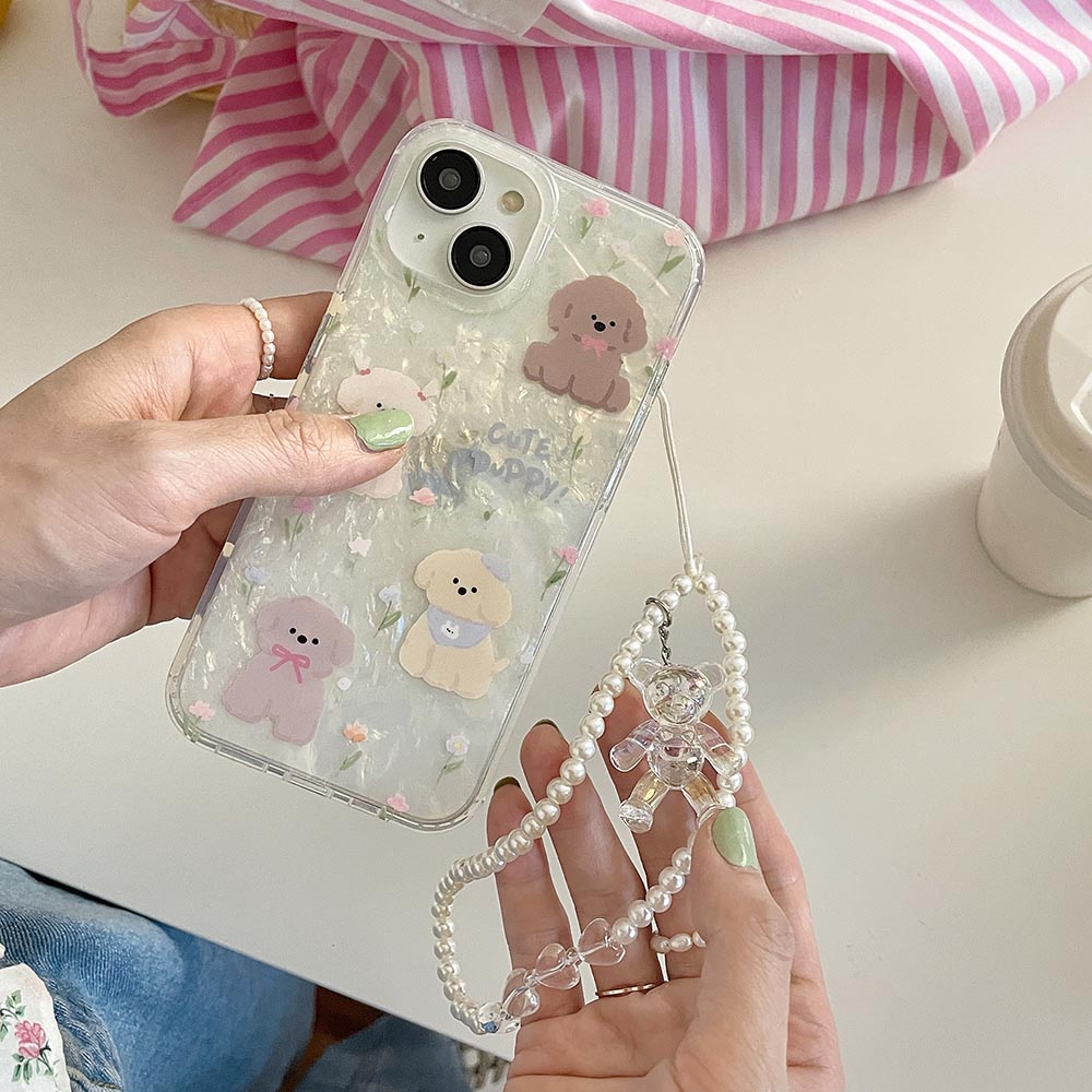 Ốp Điện Thoại Nhựa Cứng In Hình Chó Và Hoa Cho IPhone 11 12 12Pro 12ProMax 13 13Pro 13ProMax 14 14Pro 14ProMax