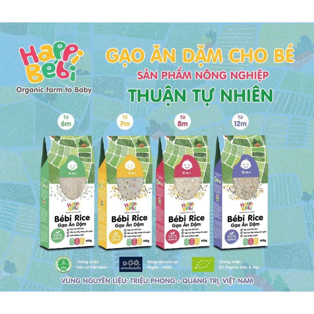 Gạo Hạt Vỡ Hữu Cơ Cám Mầm Trộn Hạt HAPPY BEBI RICE, Gạo Ngũ Cốc Cao Cấp - Cho Bé Ăn Dặm