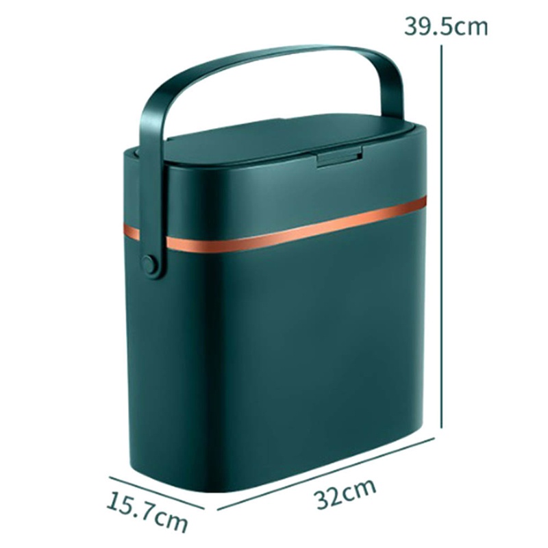 1 Thùng Rác 16 Lít Có Nắp Và Tay Cầm Bằng Nhựa Màu Xanh Lá Đậm Cho Phòng Ngủ / Phòng Ngủ / Thùng Rác / Văn Phòng / RV