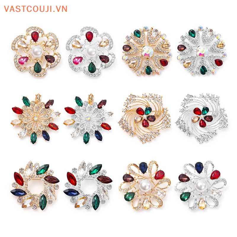 Ghim Cài Áo Hình Hoa Đính Đá Vitage Phong Cách Hàn Quốc Cho Nữ