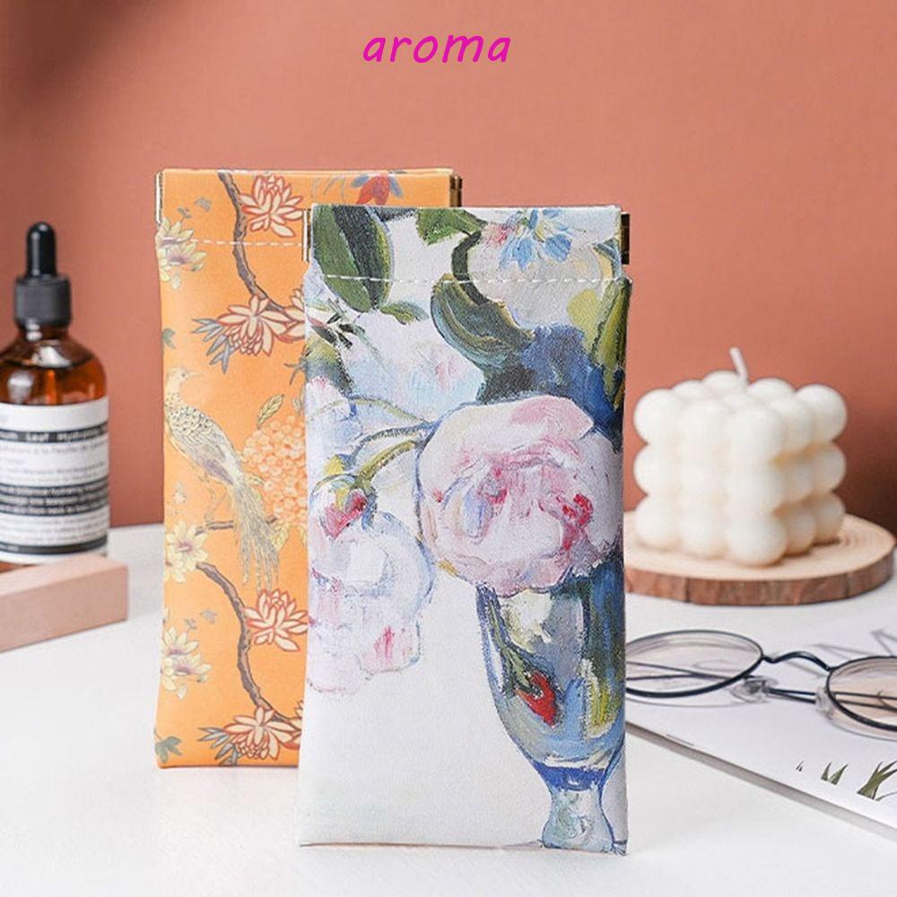 AROMA Túi Đựng Mắt Kính In Họa Tiết Hoa Da Báo Đơn Giản Thời Trang Cho Nữ Ốp