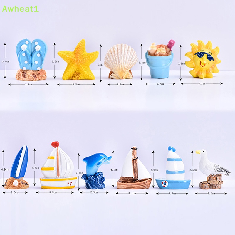 Awheat1 Phụ Kiện Hoạt Hình Trang Trí Bể Cá Bằng Nhựa Resin Cá Heo Sao Biển