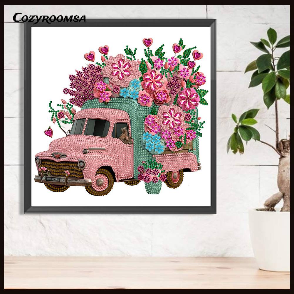 Bộ Tranh Đính Đá 5D Họa Tiết Xe Hơi Phong Cách Vintage Độc Đáo DIY Dùng Trang Trí