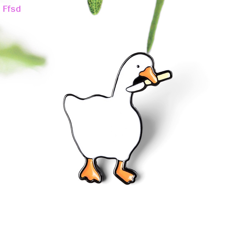{Ffsd} Ghim Cài Áo Hình Ngỗng Hoạt Hình Vui Nhộn Dễ Thương Màu Trắng Men Bán Chạy * Bán Chạy