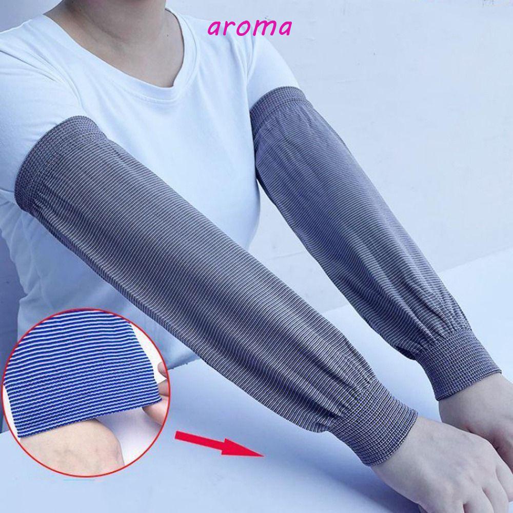 AROMA Ống Tay Áo Giữ Ấm Cánh Tay Họa Tiết Kẻ Sọc Thoáng Khí Dành Cho Nữ