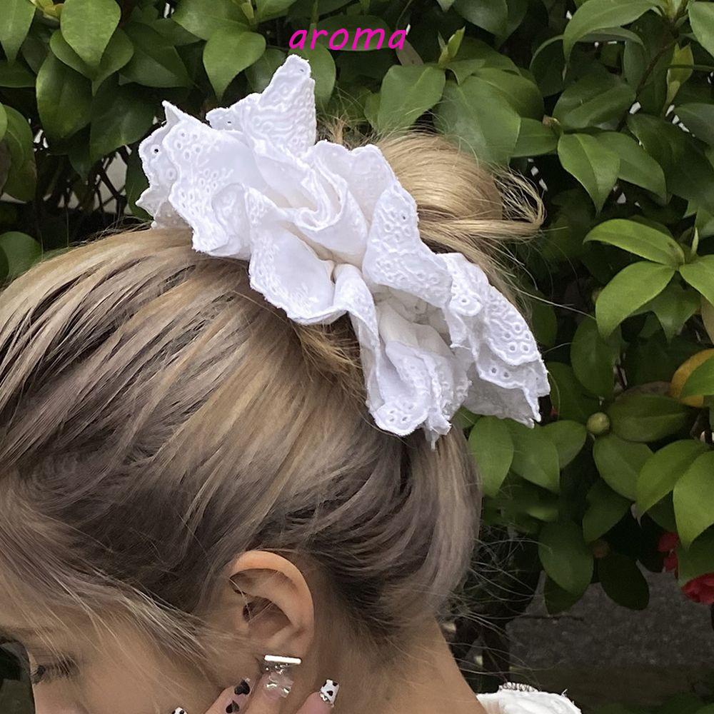 AROMA Dây Cột Tóc Ren Hoa Phong Cách Lolita Xinh Xắn Cho Nữ