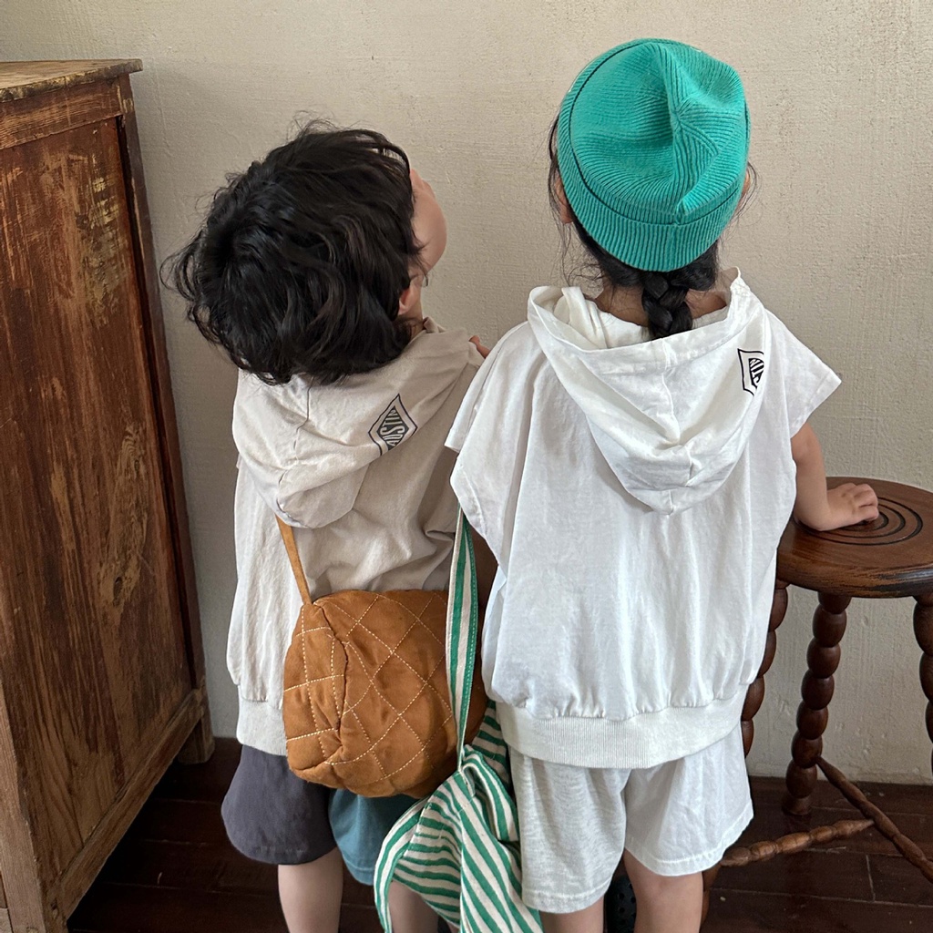 Bộ Đồ Thể Thao Có Mũ Trùm Dáng Rộng Phong Cách Mới Mùa Hè Cho Bé Trai Và Bé Gái