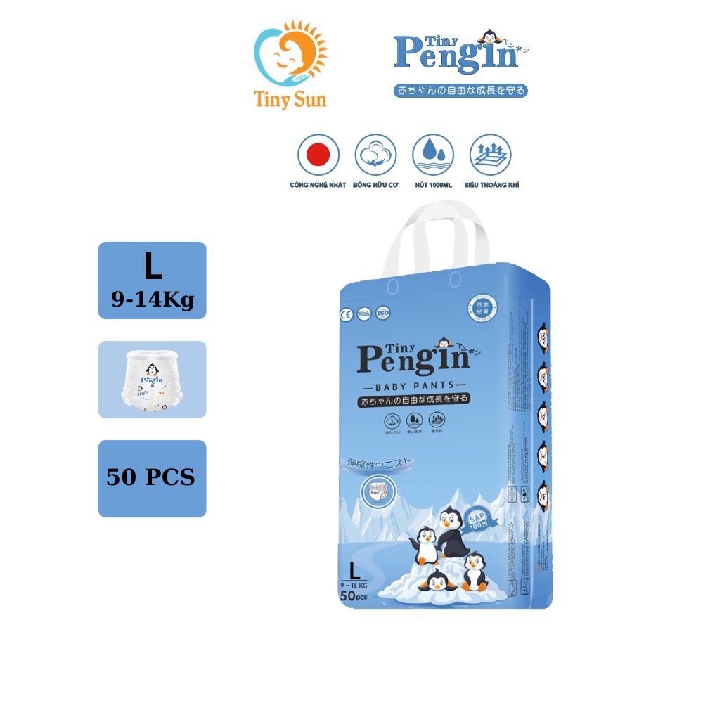 Tã Quần Tiny Pengin Size L 50 Miếng Dành Cho Trẻ Em Từ 9kg Đến 14kg - Bỉm Giá Sỉ