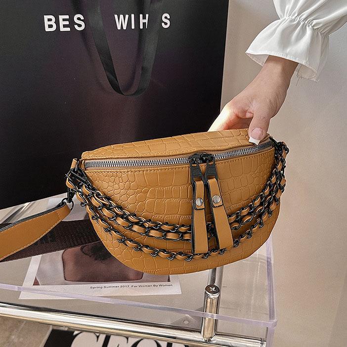 LEILY Túi Da PU Đeo Chéo Có Khóa Kéo Dây Bản Rộng Thời Trang Cho Nữ