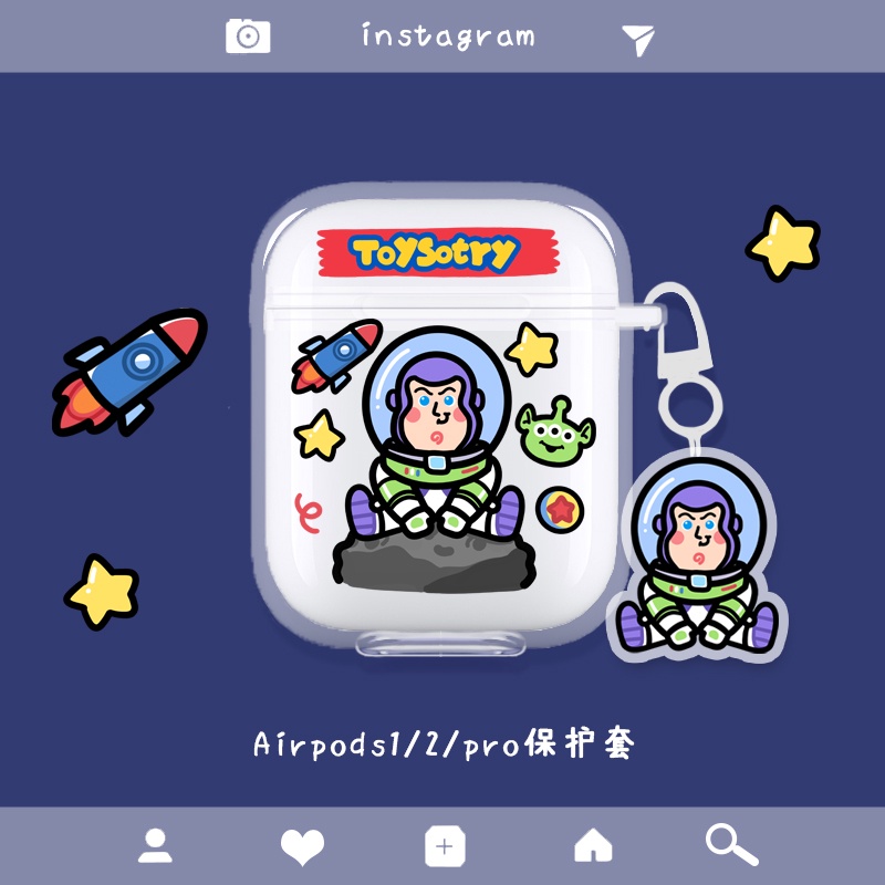 Vỏ Bảo Vệ Hộp Sạc Tai nghe không dây AirPods 1 2 3 Pro inPods i12 Trong Suốt Họa Tiết Buzz Lightyear Sáng Tạo