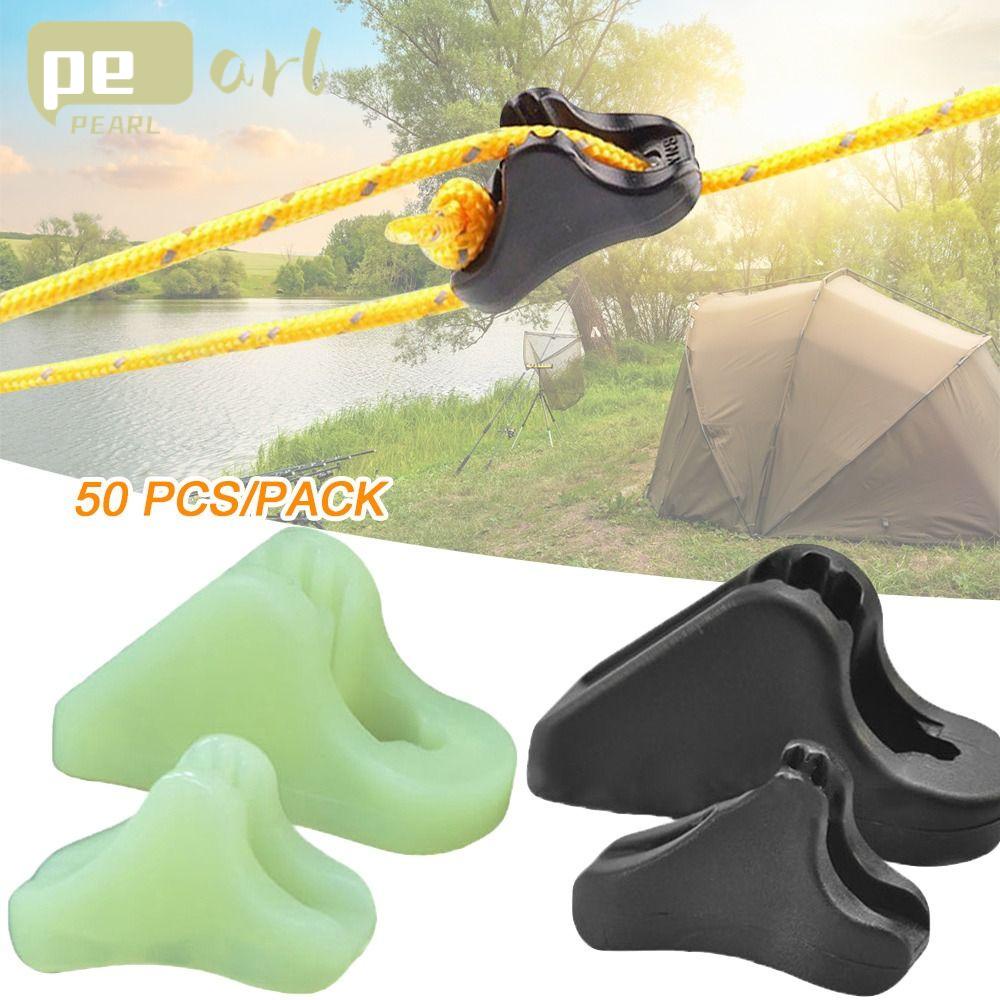 PEARLVN Set 50 Khóa Dây Thừng Chống Trượt Hình Tam Giác Bằng Nhựa Phát Quang Tiện Dụng Cho Cắm Trại