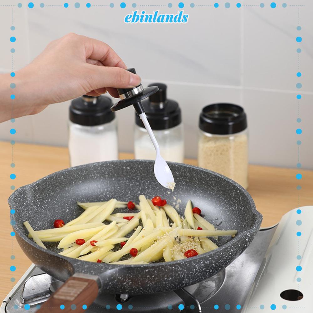 EBINLANDS Hũ Đựng Gia Vị Bằng Thủy Tinh Màu Đen Có Nắp Và Muỗng Tiện Dụng Cho Gia Đình
