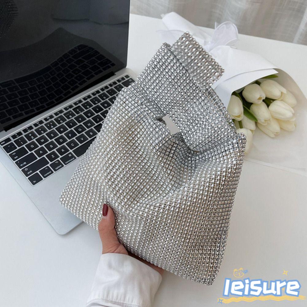 LEISURE Túi Xách Đính Đá Lấp Lánh Thời Trang