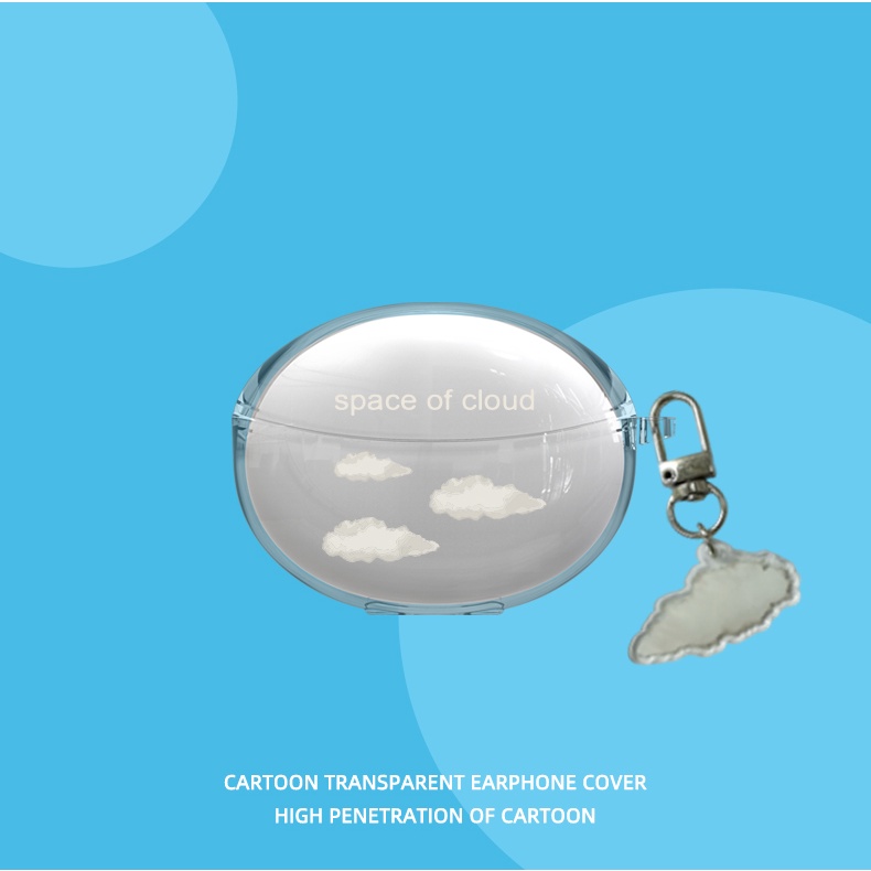 Vỏ Bảo Vệ Hộp Sạc Tai Nghe Bluetooth Không Dây OPPO Enco Free3 Bằng TPU Mềm Trong Suốt Kèm Móc Khóa Hoạt Hình