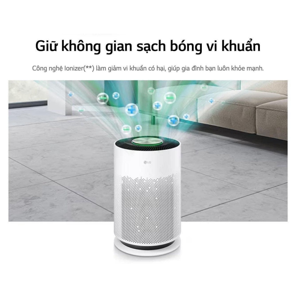 Máy Lọc Không Khí LG PURICARE 360 HIT AS60GHWG0, Công Nghệ Ionizer, Khử Khuẩn, Cho Phòng 60M2, Nhập Hàn, BH 12 Tháng