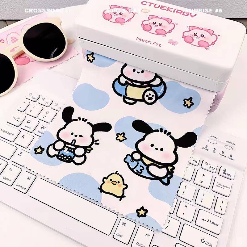 SANRIO Khăn Lau Kính Sợi Nhỏ 17 * 14cm Pochacco Kuromi Cinnamoroll 3 Kiểu Dành Cho Điện Thoại / Ống Kính
