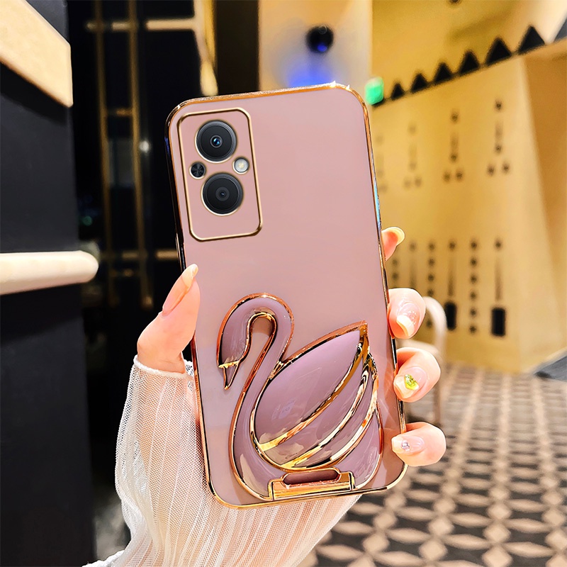 Ốp Điện Thoại Có Giá Đỡ Hình Thiên Nga 3D Cho OPPO Reno7 Z 5G