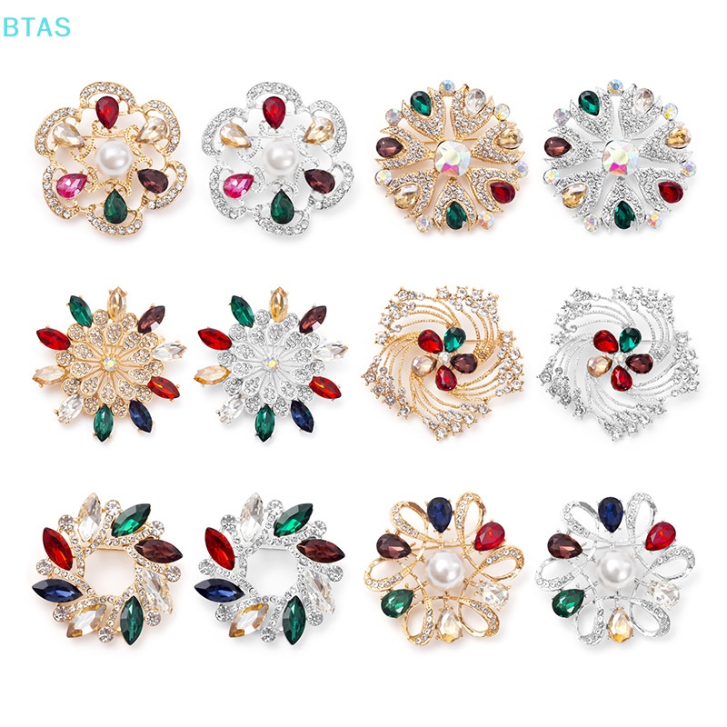 Ghim Cài Áo Hình Hoa Đính Đá Nhiều Màu Sắc Phong Cách Hàn Quốc Cho Nữ