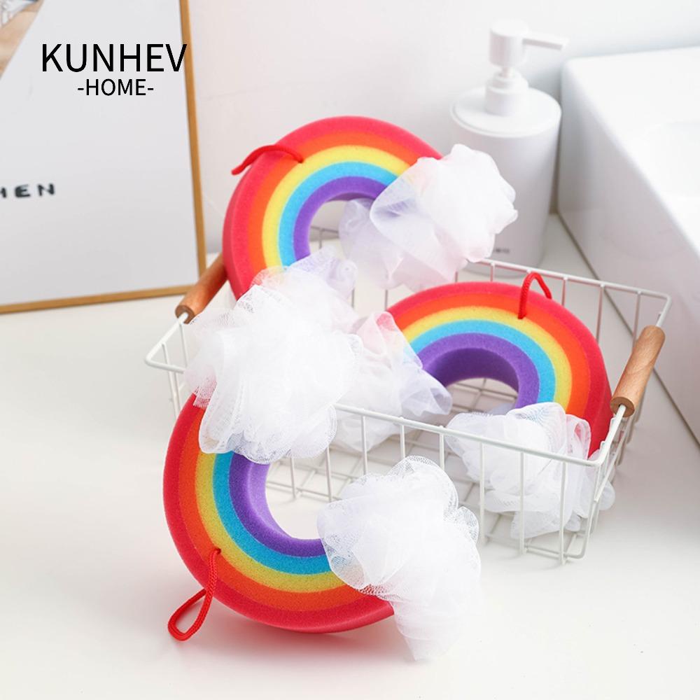 KUNHEV Bông Tắm Bằng Xốp PE Phối Lưới Kèm Dây Đeo Tiện Dụng Cho Người Lớn