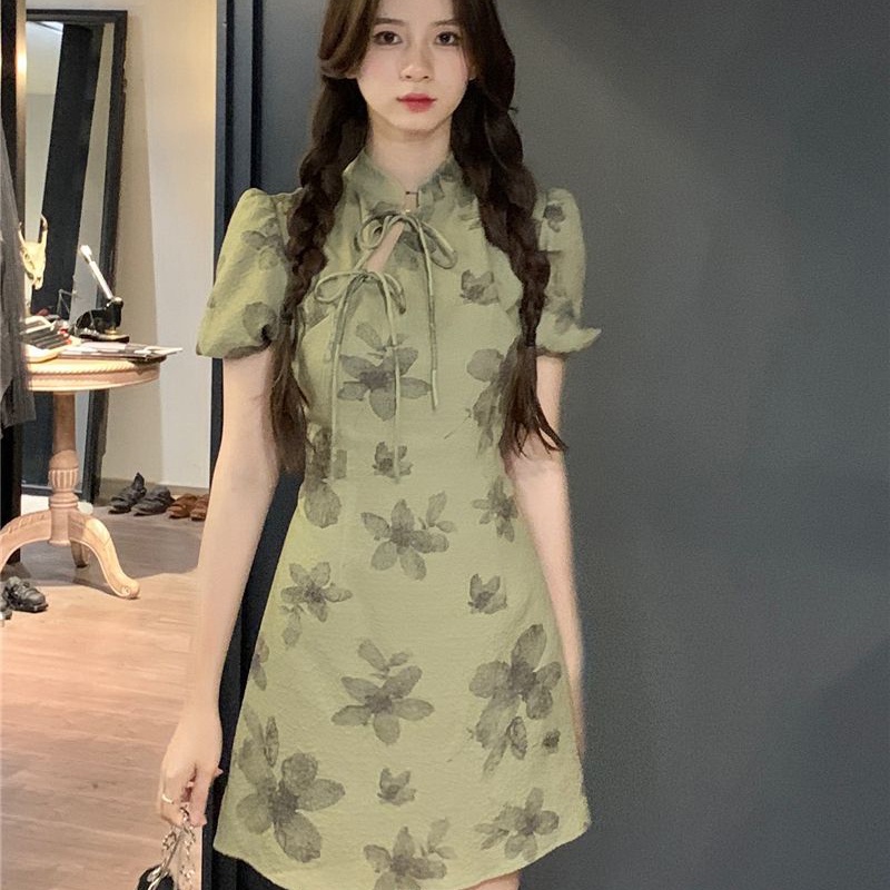 Đầm Phối Ren Phong Cách Trung Hoa Cổ Điển Ngọt Ngào Thời Trang Mới Cho Nữ