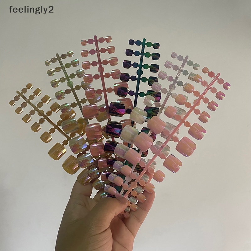 Bộ Móng Chân Giả Dạng Nhấn Làm Sáng Khuôn Mặt Có Thể Tháo Rời Kèm Keo Dán Toàn Diện (F)