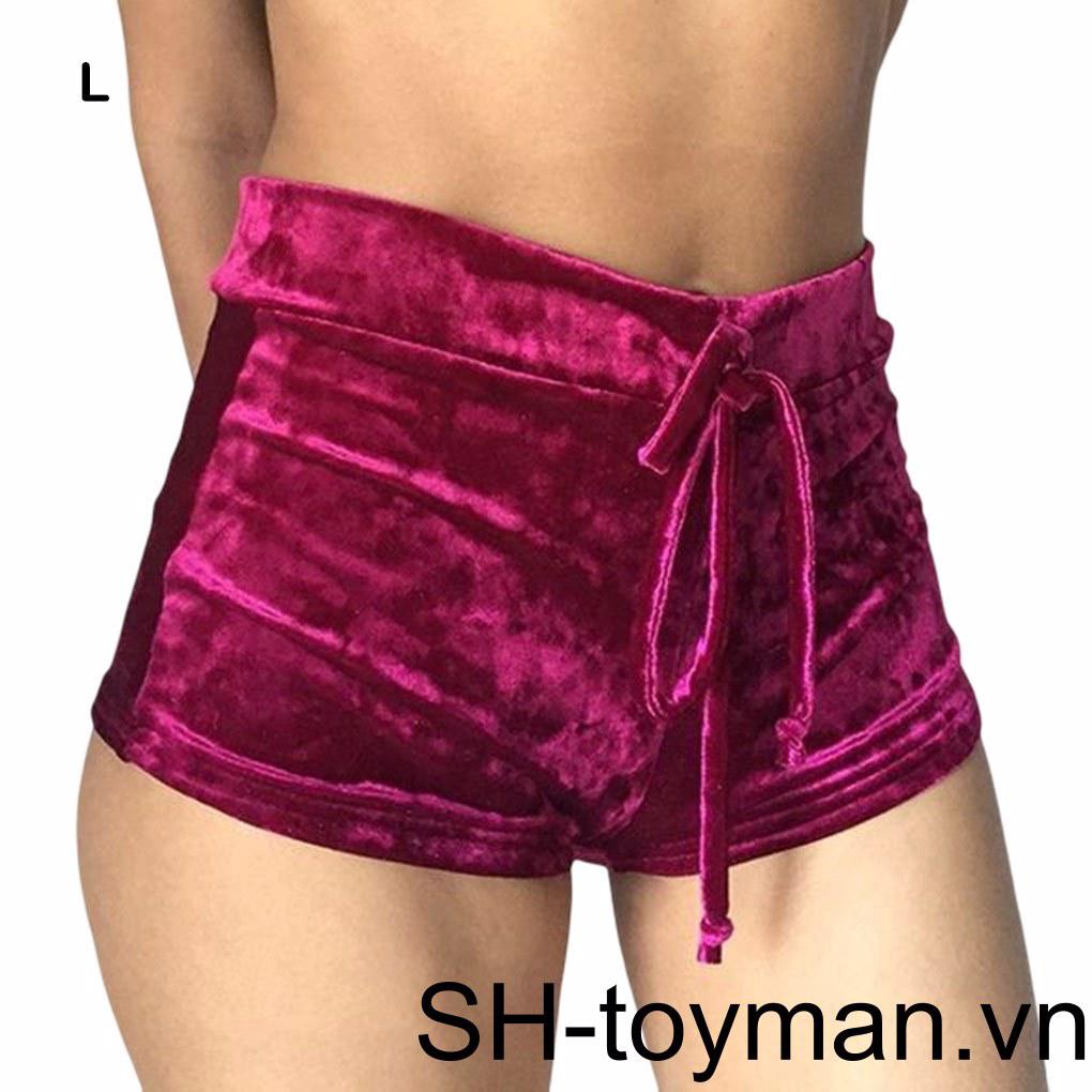 Quần Short Nhung Lưng Cao Rút Dây Xếp Ly Size S-XL Thời Trang Quyến Rũ Cho Nữ