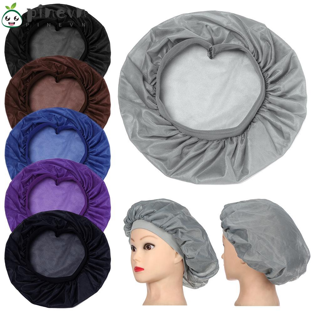 PINEVN Mũ Trùm Đầu Bằng Lụa Satin Phối Lưới Thoáng Khí Thời Trang Cho Nữ