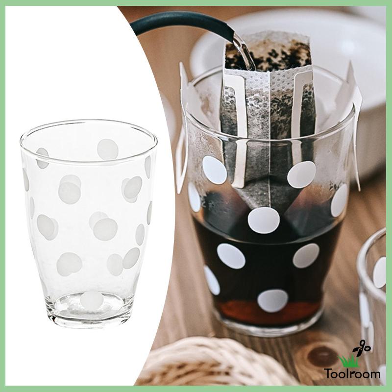 Kính Cốc Uống Cà Phê Bằng Thủy Tinh Trong Suốt Họa Tiết Chấm Bi Trắng Phong Cách Vintage