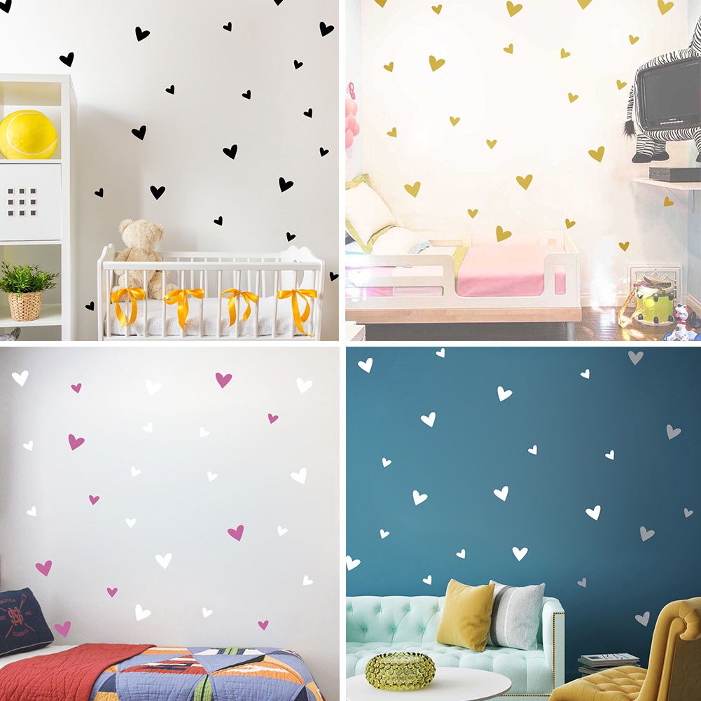 Bộ 25 Miếng Dán Tường Trang Trí Hình Trái Tim Tháo Rời Được