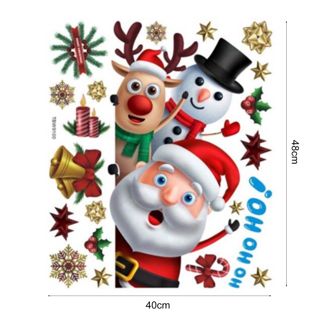 (Bất Ngờ) Đề Can Dán Tường Tự Dính Không Cặn Họa Tiết Người Tuyết Giáng Sinh Hoạt Hình Trang Trí Cửa Sổ