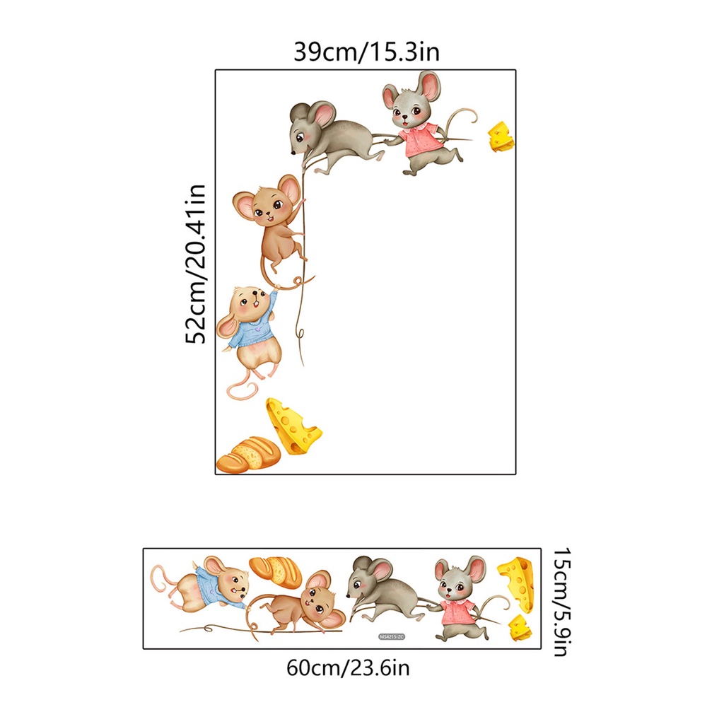 Miếng Dán Tường Bằng PVC Tự Dính Hình Chú Chuột Hoạt Hình Dễ Thương Có Thể Tháo Gỡ Trang Trí Nhà Cửa