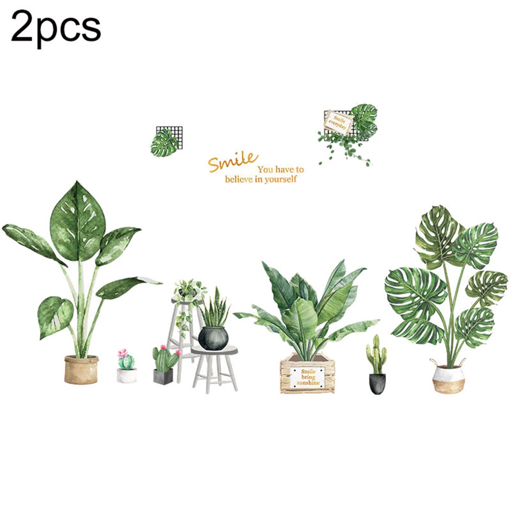 Set 2 Miếng Dán Tường Bằng Nhựa Hai Mặt Cỡ Lớn Có Thể Tháo Gỡ Trang Trí