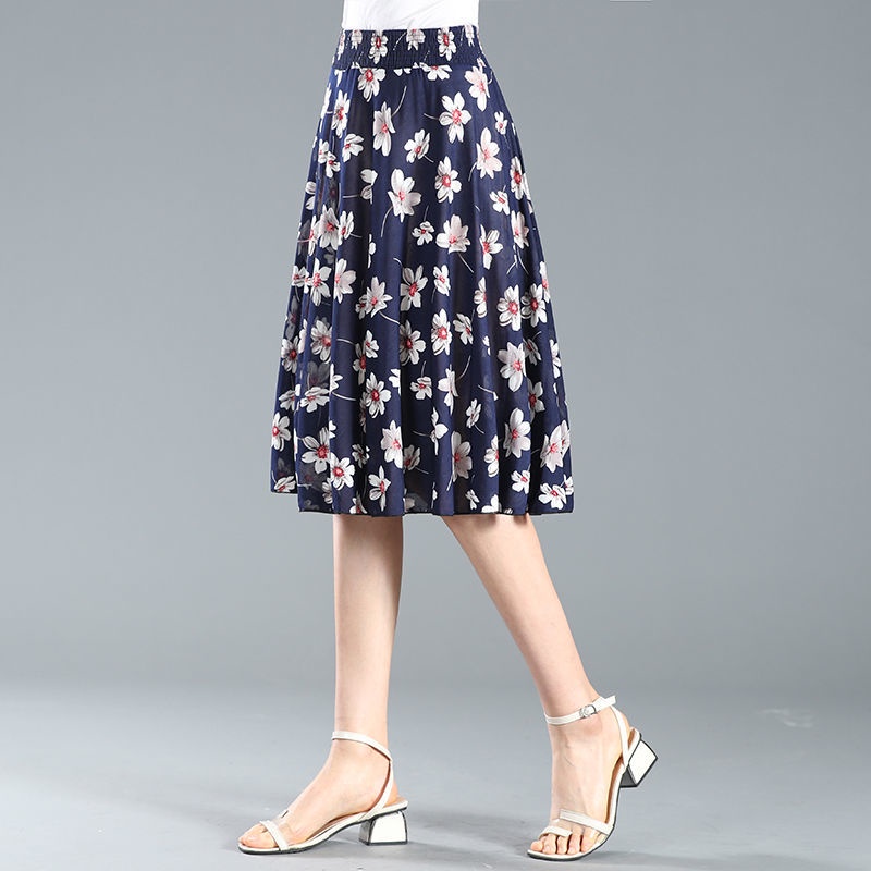 Chân Váy Chữ A Lưng Thun Co Giãn Thời Trang Mùa Hè Mới 2023 Cho Nữ Trung Niên