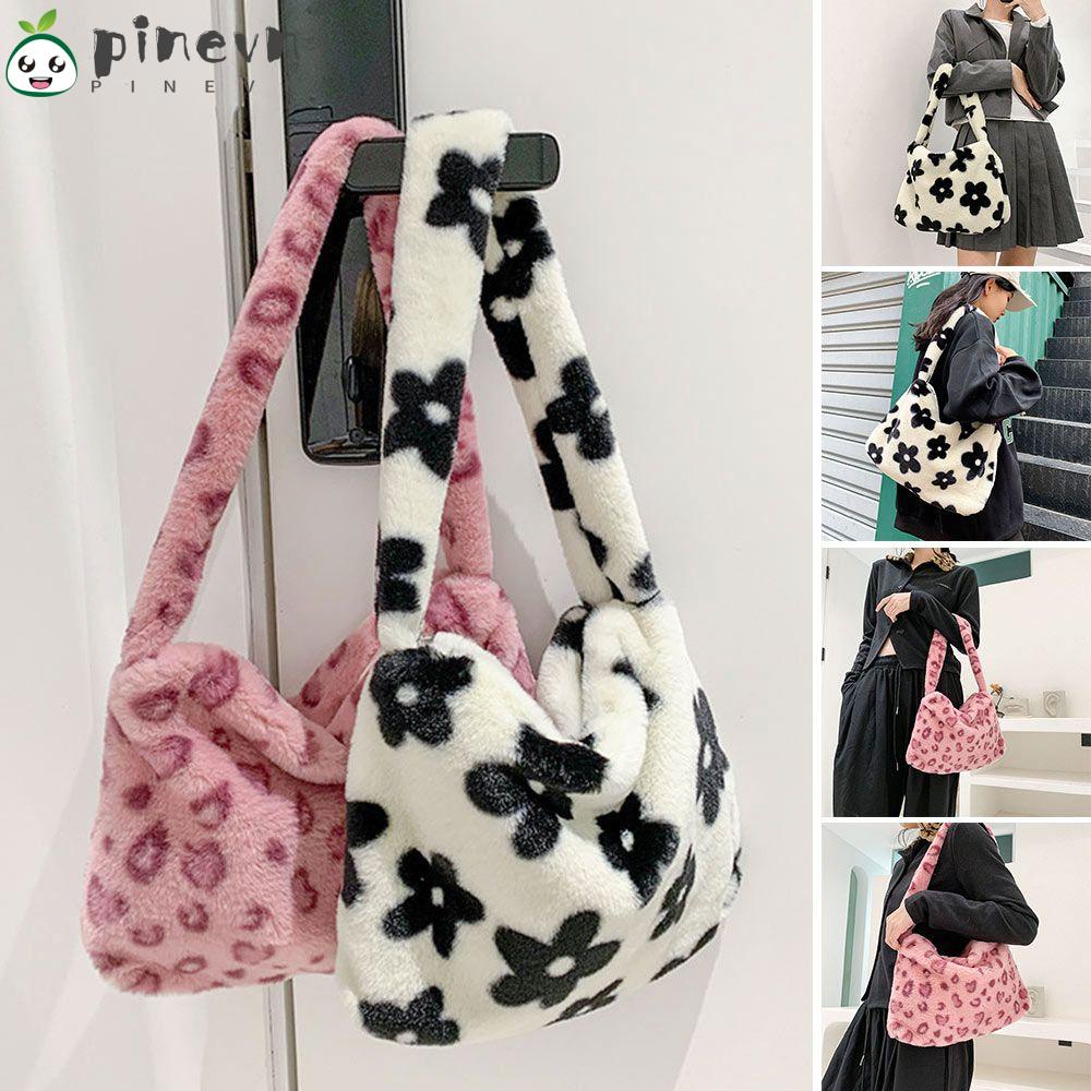 PINEVN Túi Xách Lông Nhung Mềm Mại Dễ Thương Xinh Xắn Cho Nữ