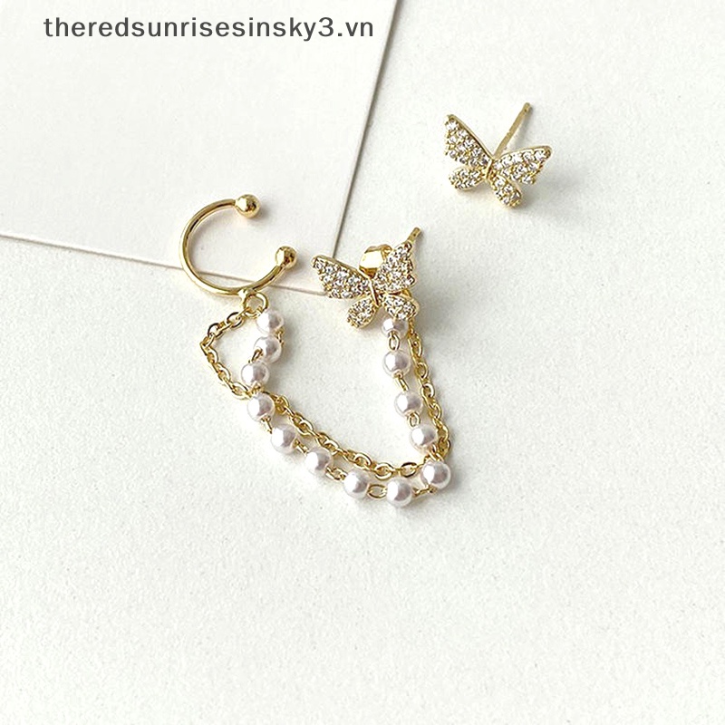 Bông Tai Đinh Tán Hình Bướm Đính Đá Thanh Lịch Thời Trang Hàn Quốc Cho Nữ