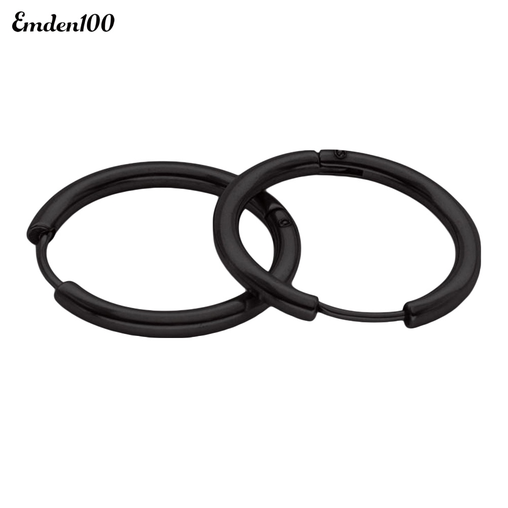 1 Đôi Khuyên Tai Tròn Bằng Thép Không Gỉ Thời Trang