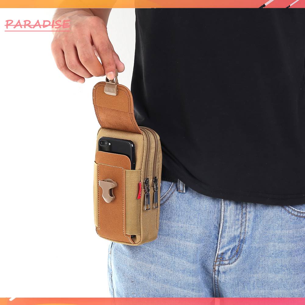 Túi Đeo Hông Thể Thao Đựng Điện Thoại Bằng Vải Bạt Có Khóa Kéo Cho Nam