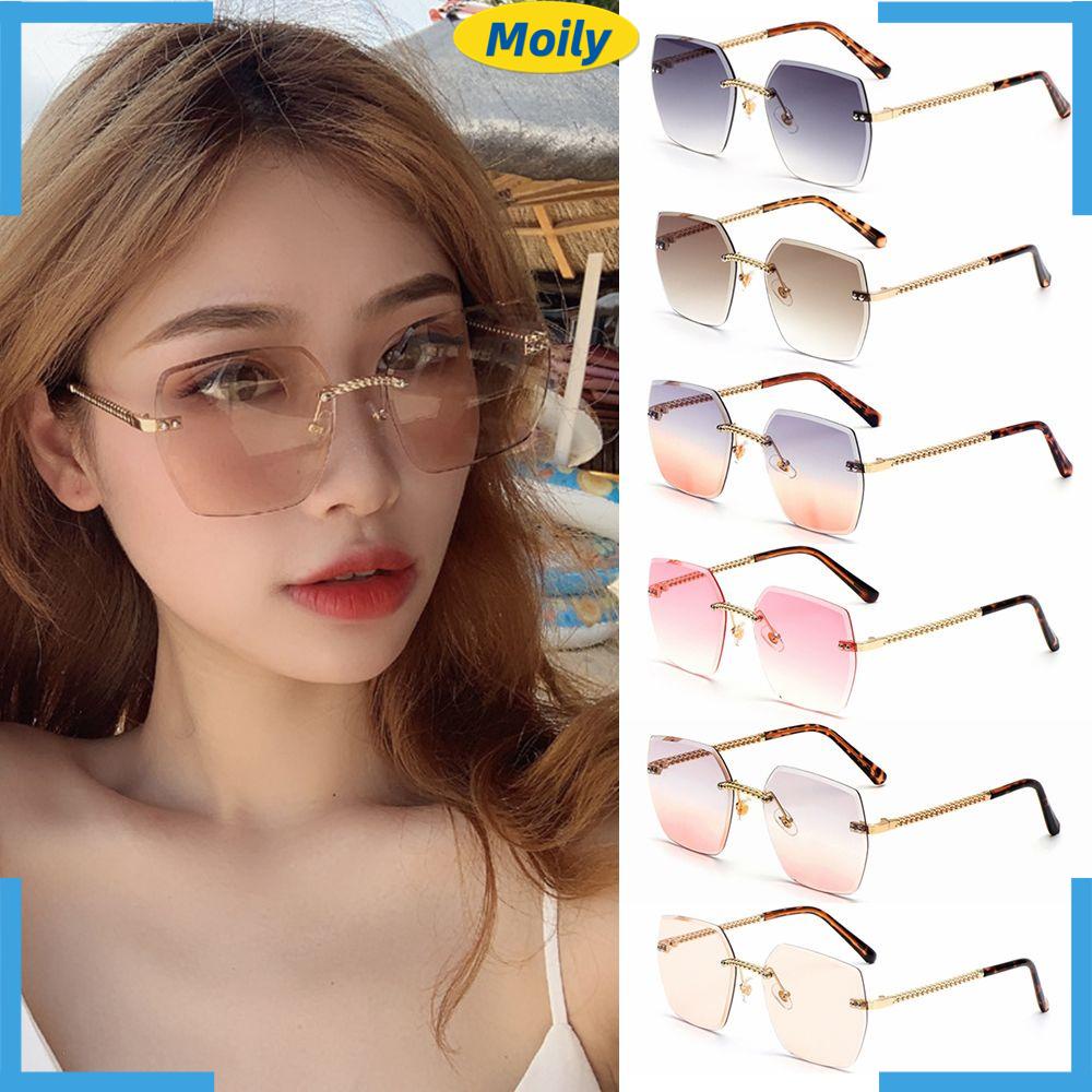 MOILYVN Kính Mát Hình Chữ Nhật Không Gọng Chống Tia UV400 Thời Trang Cho Nam Nữ