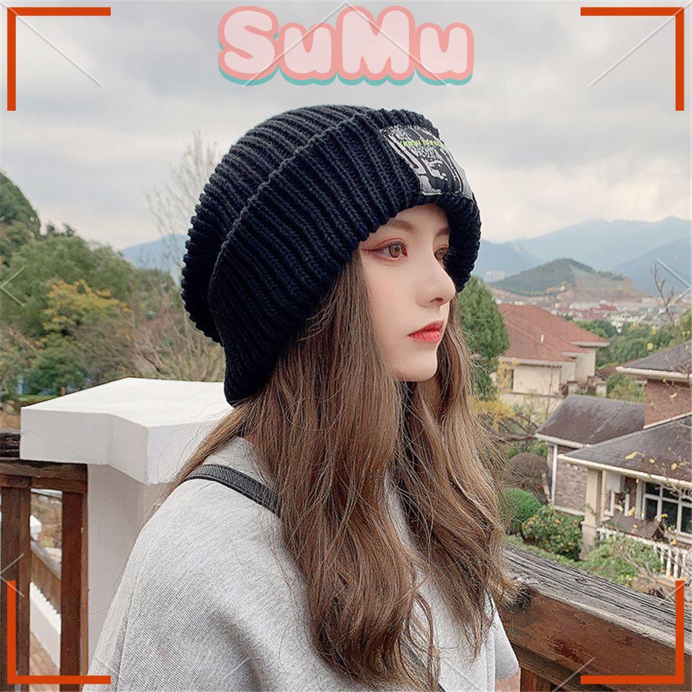 SUMU Mũ Beanie Dệt Kim Oversized Phong Cách Hàn Quốc