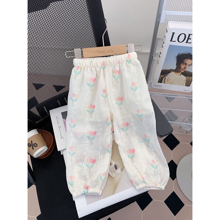 Bộ Áo Sát Nách + Quần Dài Cột Dây Phong Cách Phương Tây Thời Trang Mùa Hè 2023 Mới Cho Bé Gái