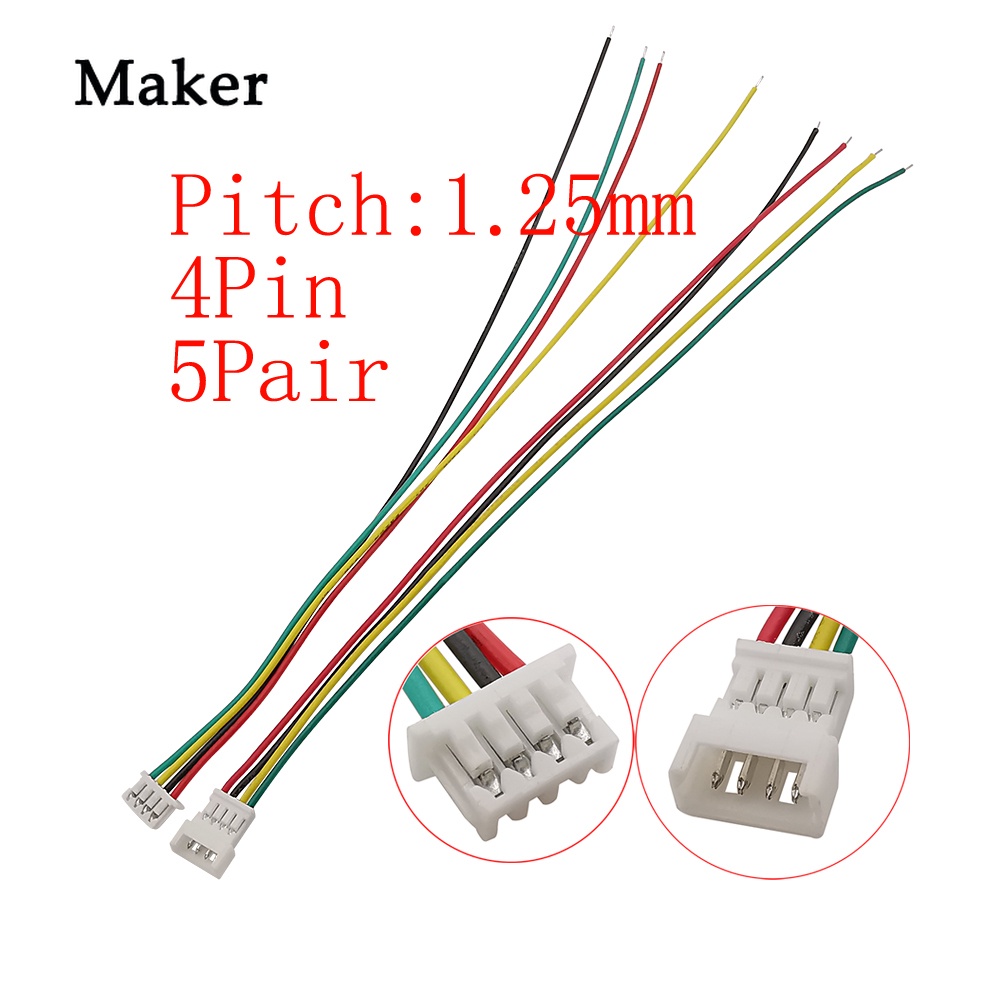 Set 5 Cặp Giắc Cắm Micro JST 1.25mm 150MM 2 / 3 / 4 / 5 / 6 Pin Kèm Dây Cáp Kết Nối 150MM 28AWG
