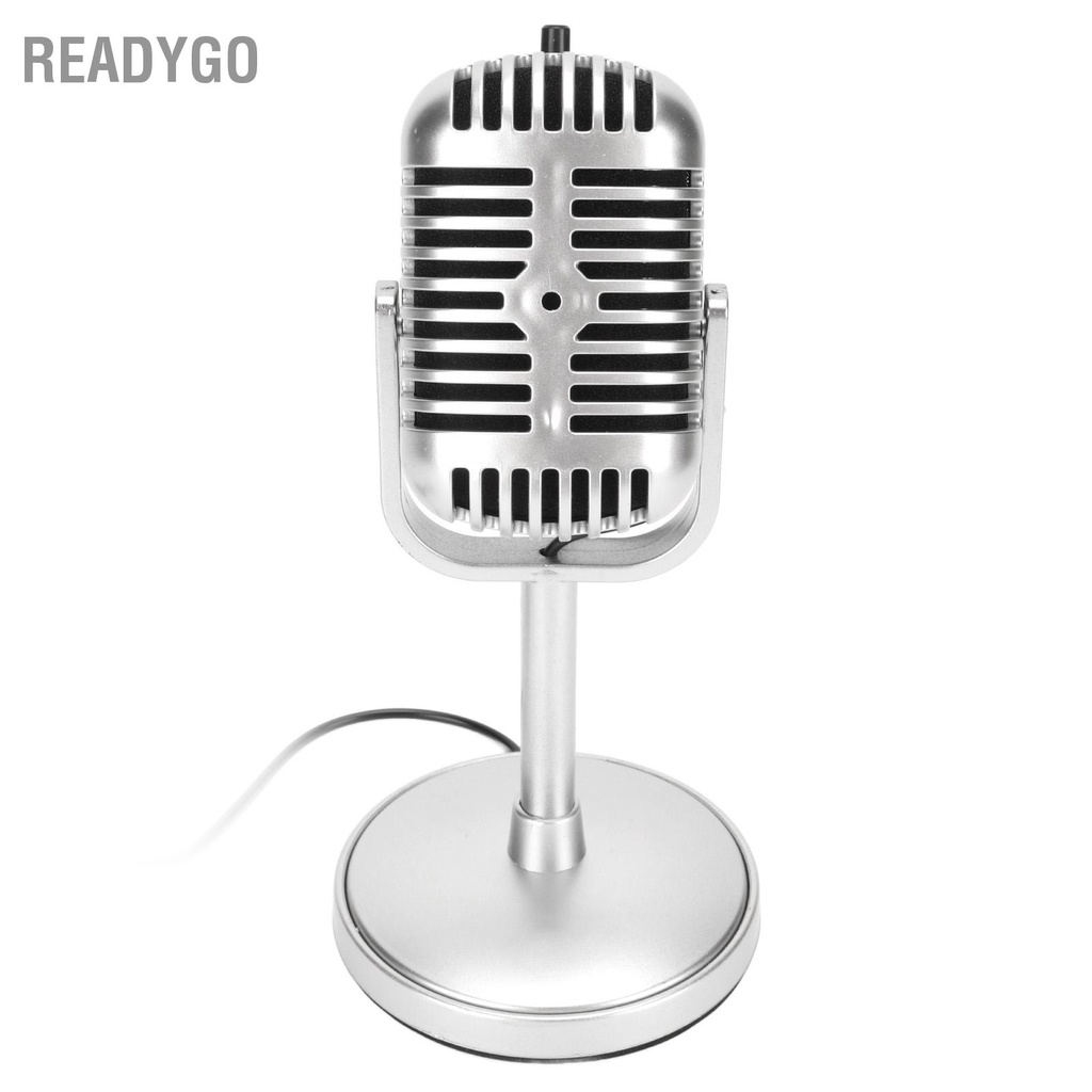 ReadyGo Vintage Micro Âm Thanh Rõ Nét Có Thể Điều Chỉnh Góc Cắm Dây Retro Condenser Mic Cho Karaoke Sân Khấu Phòng Thu