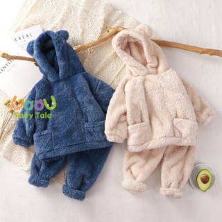 Bộ Đồ Ngủ Vải Lông Cừu Ấm Áp In Hình Gấu Dễ Thương Cho Bé Gái