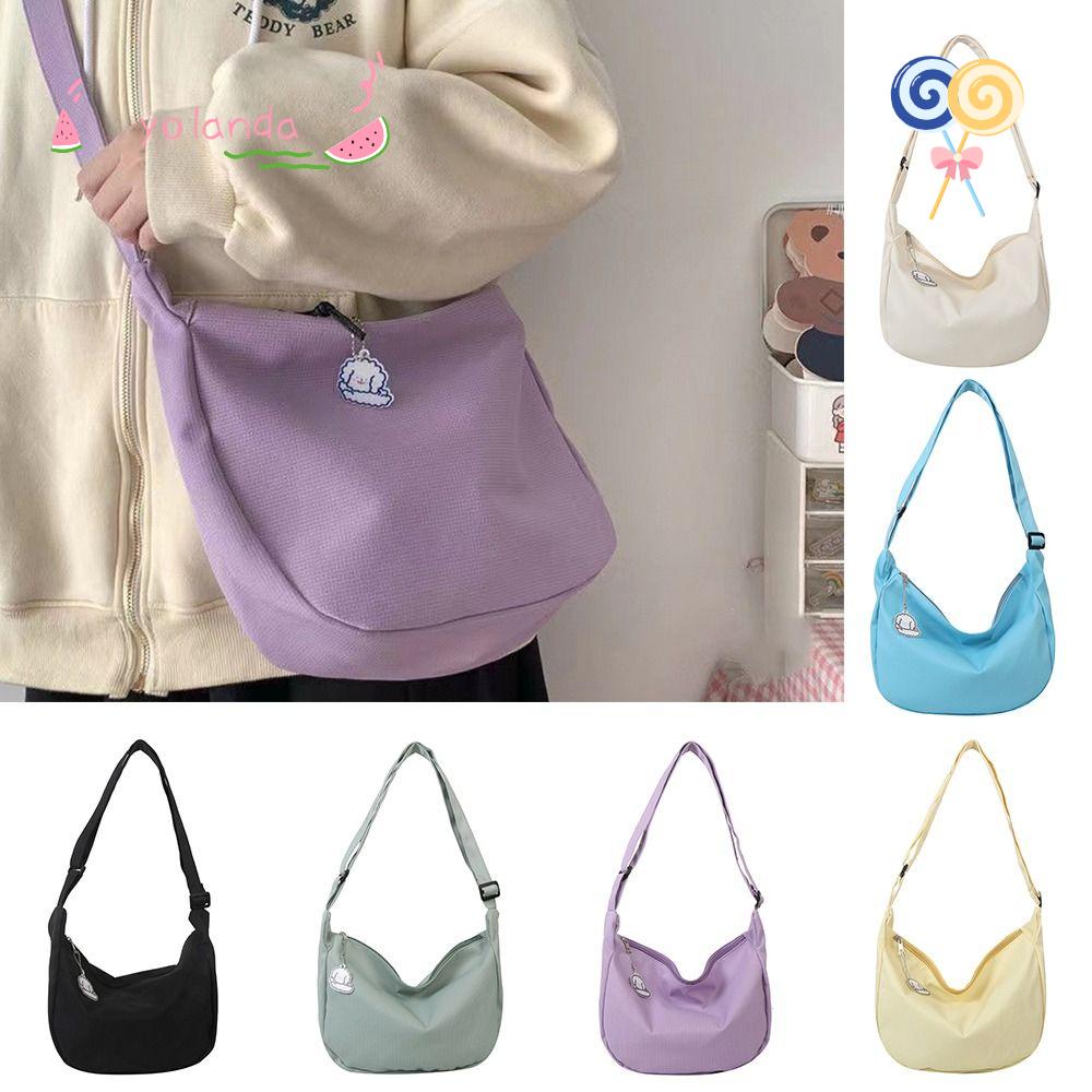 YOLA Túi Đeo Chéo Canvas Khóa Kéo Phong Cách Thể Thao Thời Trang Cho Nữ