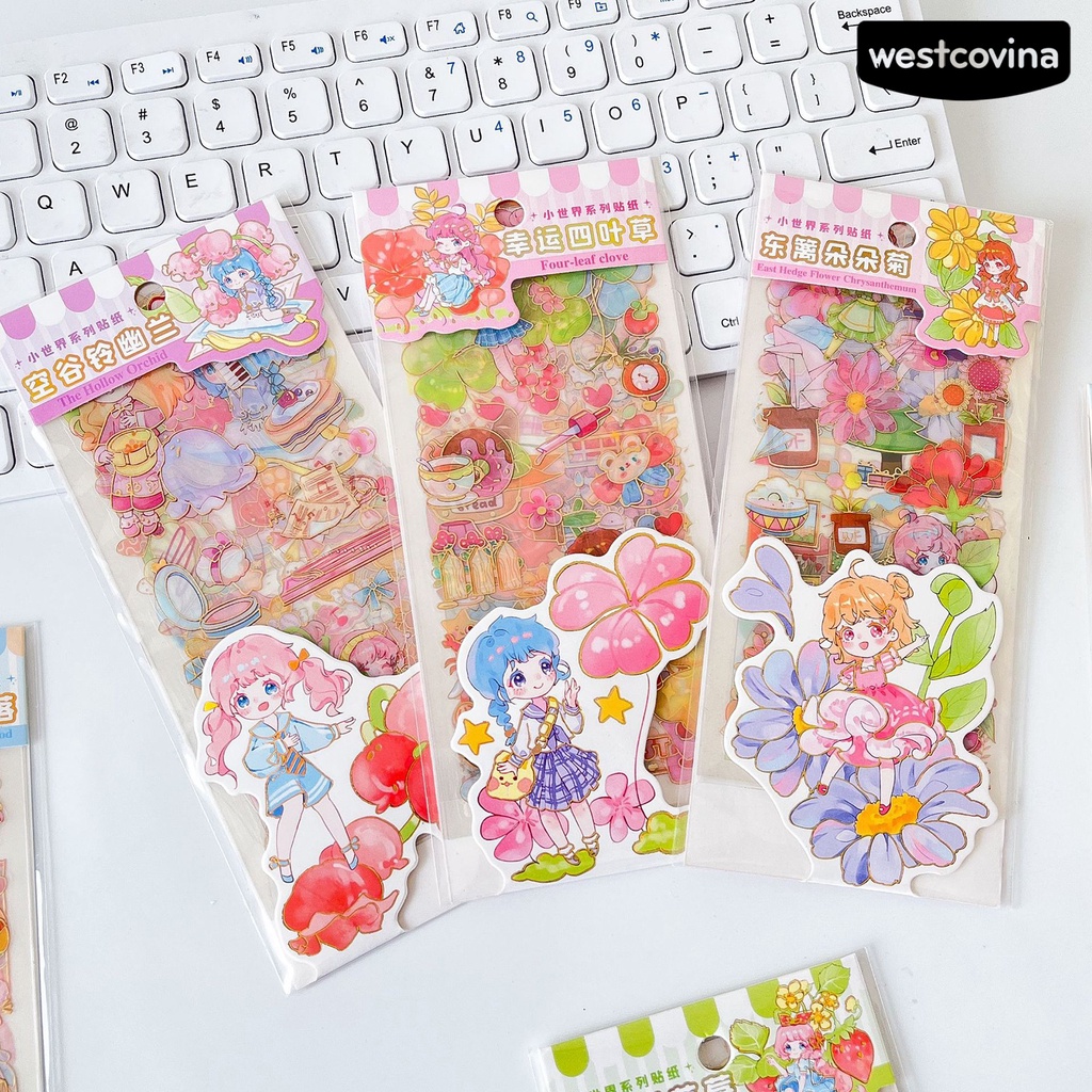 [WSTN]✎Bộ 6 Tấm Sticker Dán Trang Trí Laptop / Xe Đạp Chống Nước Đa Năng Có Thể Tái Sử Dụng