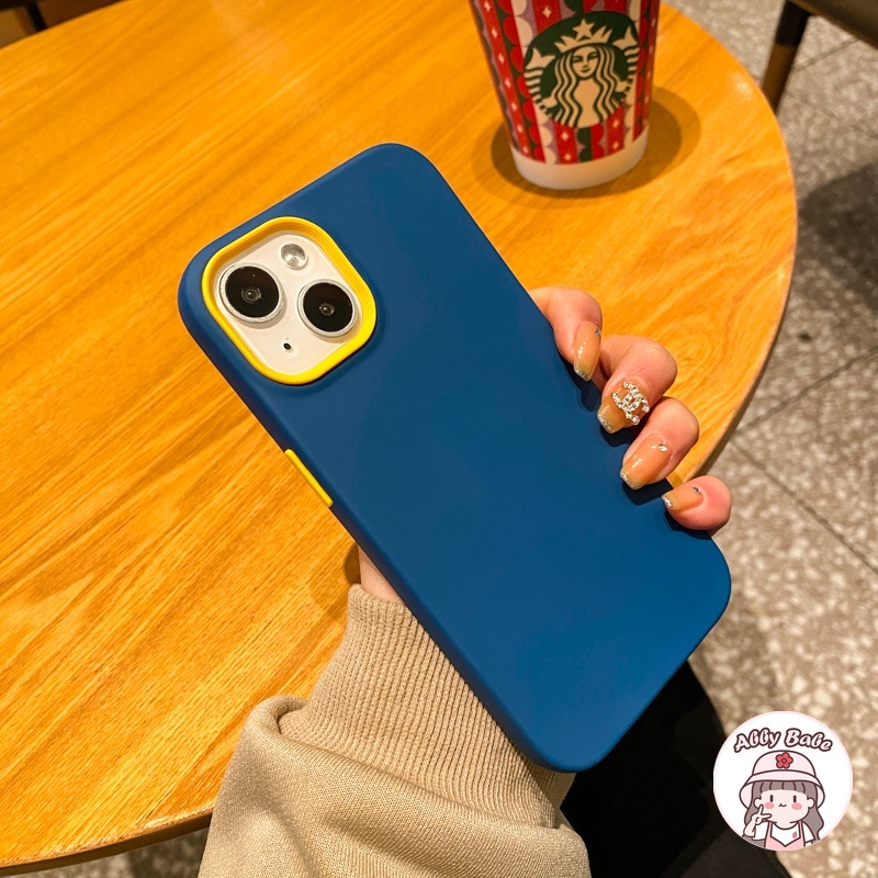 Ốp Điện Thoại TPU Silicon Mềm Mặt Nhám Màu Cam / Kem Hình Vuông 3 Trong 1 Cho IPhone 14 Pro Max 12 11 Pro Max X XS XR 7Plus