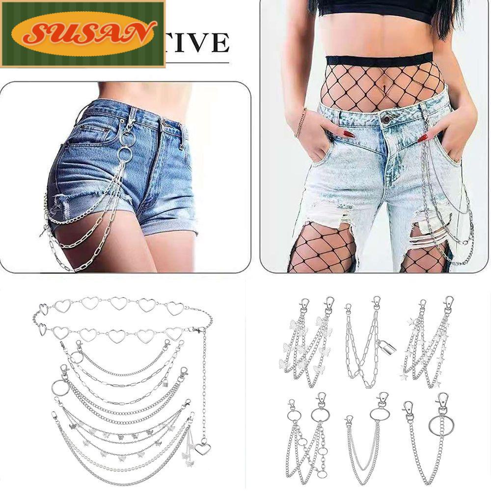 SUSANS Set 6 Dây Xích Đeo Thắt Lưng Quần Jean Phong Cách Hip Hop Cá Tính Cho Nam Nữ