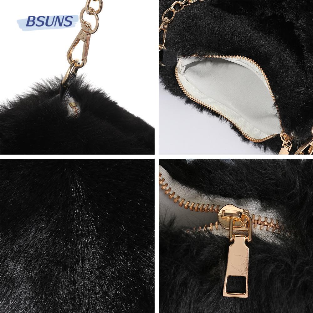 BSUNS Túi Đeo Chéo Phủ Lông Hình Trái Tim Thời Trang Sành Điệu