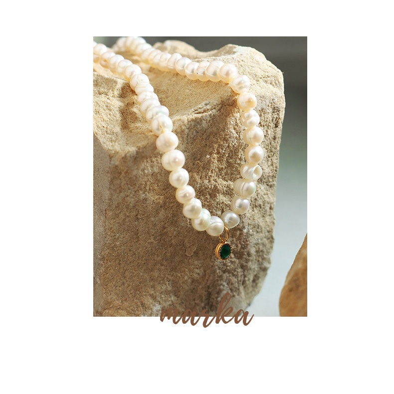 Vòng cổ Thiết Kế Ngang Và Dọc Đính Ngọc Trai Zircon Kiểu Pháp Thời Trang Thu Đông Mới